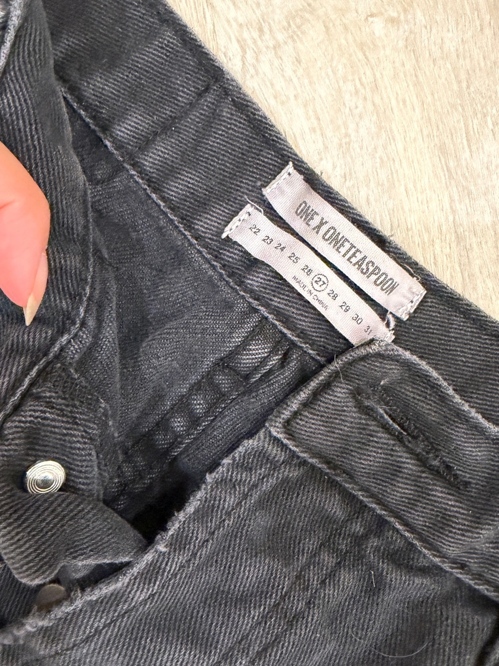 One Teaspoon Black Washed Denim Shorts - Picture 3 of 3